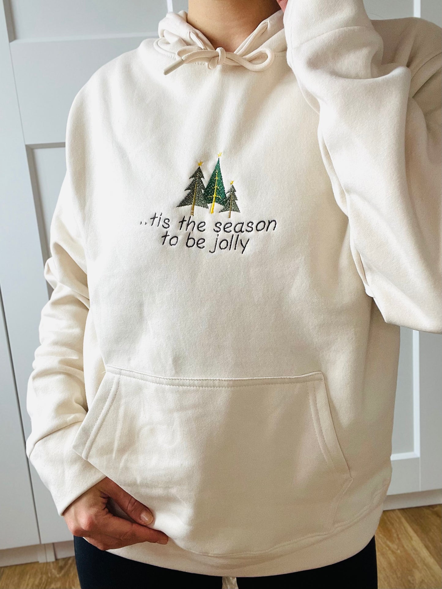 Embroidered Christmas Hoodie - tis the season to be jolly- Custom Xmas Sweatshirt- Holidays cosy hoodie