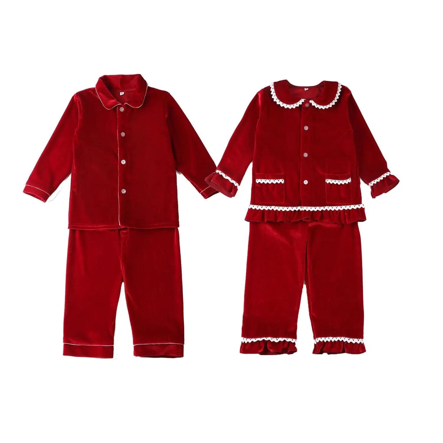1st Christmas, Personalized Red Christmas Family Matching Outfits - Festive Ruffle Set for Girls and Boys with Name Embroidery - Perfect for Christmas Eve