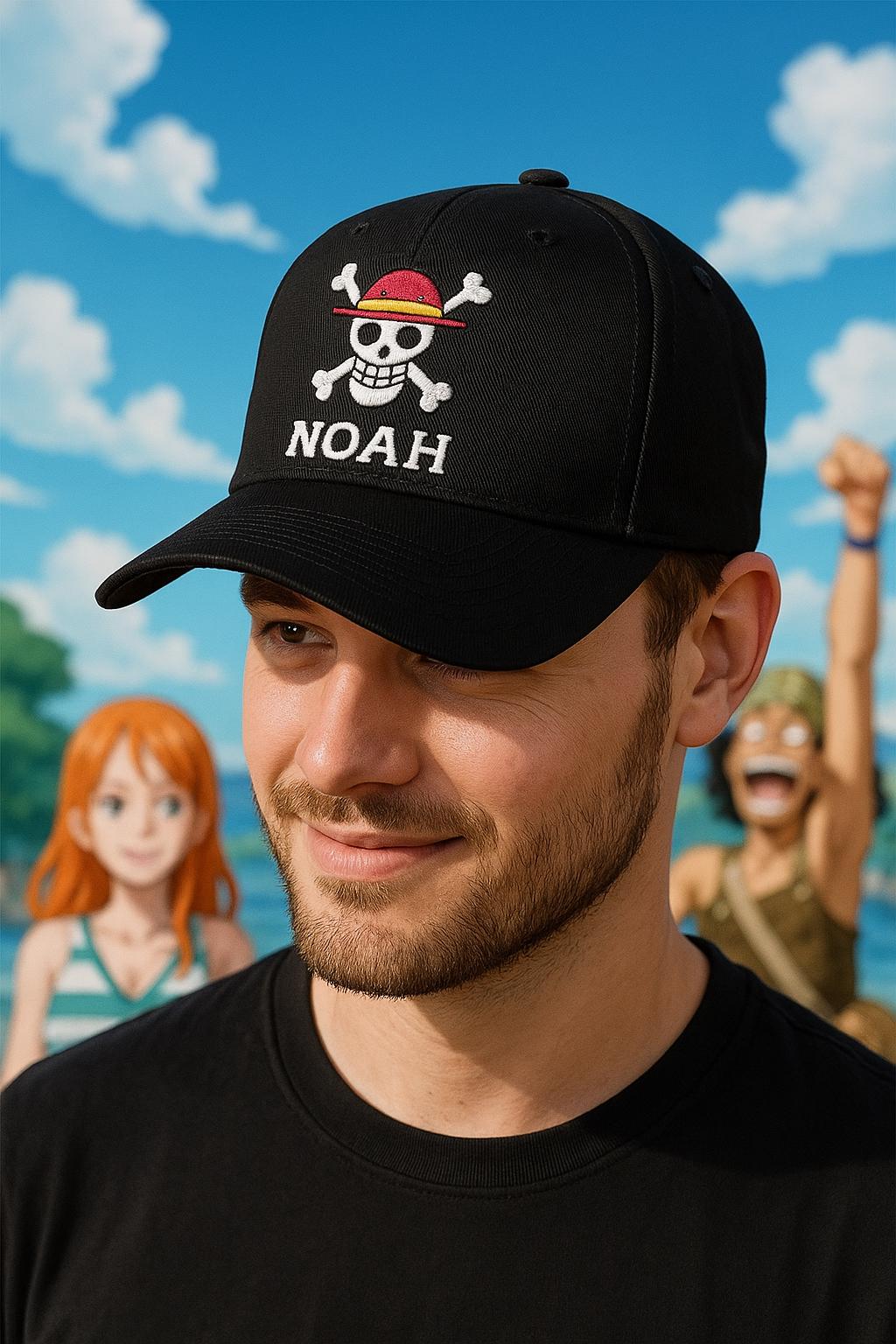 One Piece Jolly Roger Embroidered Hat – Customisable Summer Cap for Anime Lovers