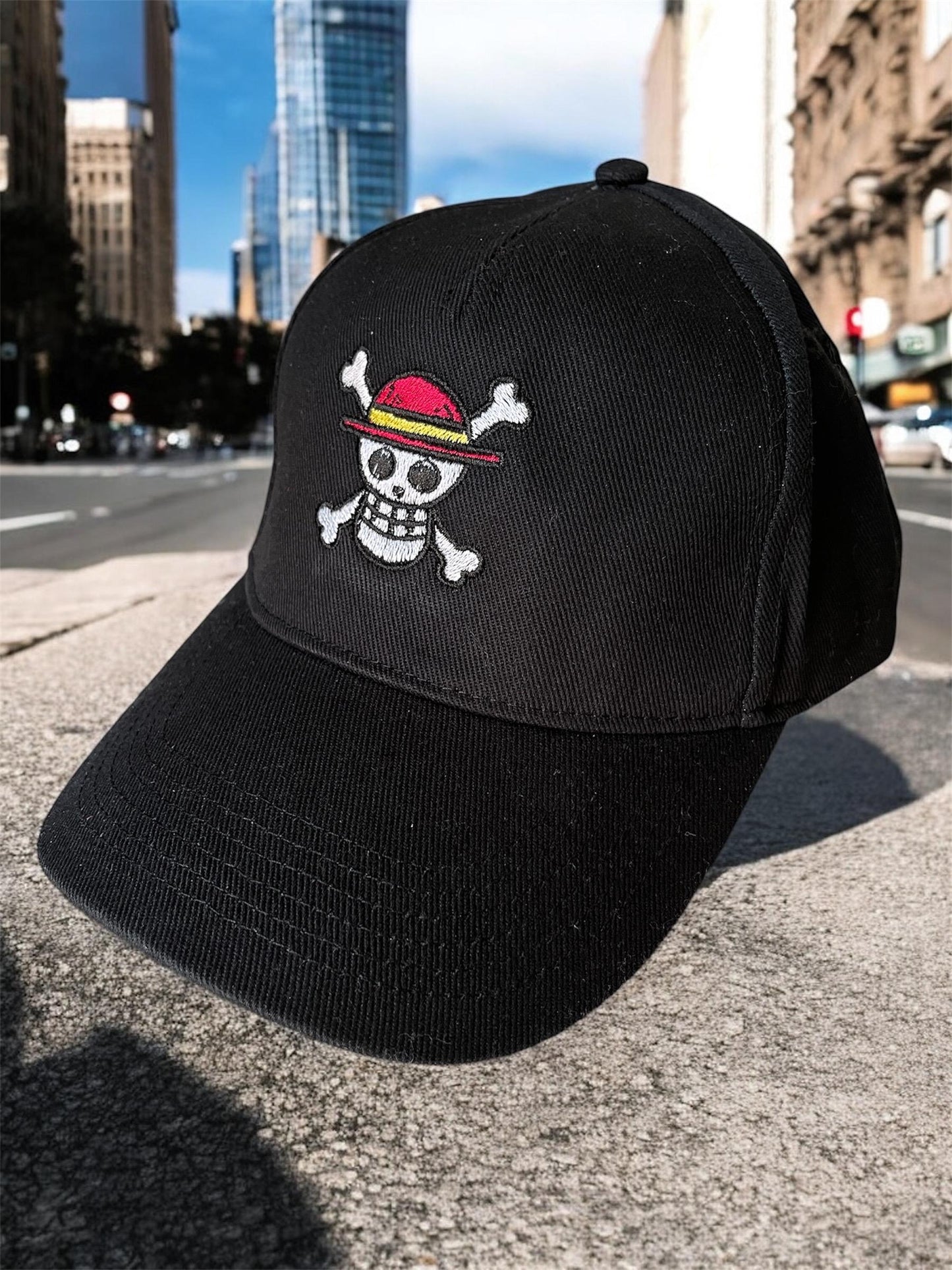 One Piece Jolly Roger Embroidered Hat – Customisable Summer Cap for Anime Lovers