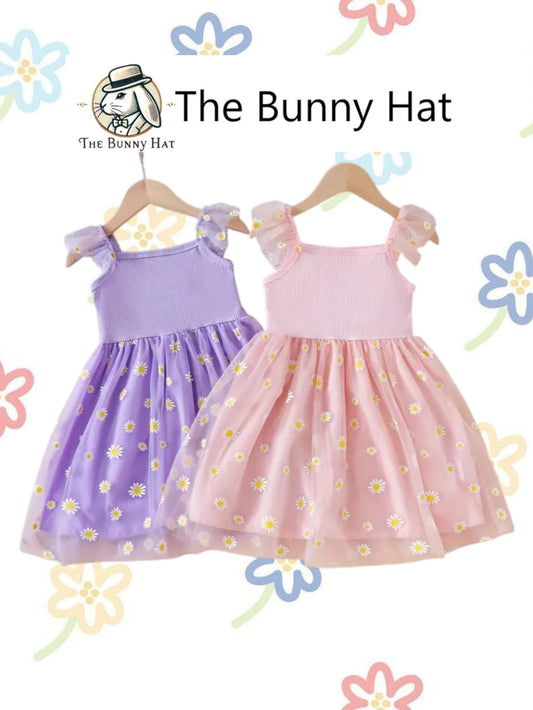 Floral First Birthday Dress – Personalised Name Embroidered Baby Girl Outfit | The Bunny Hat