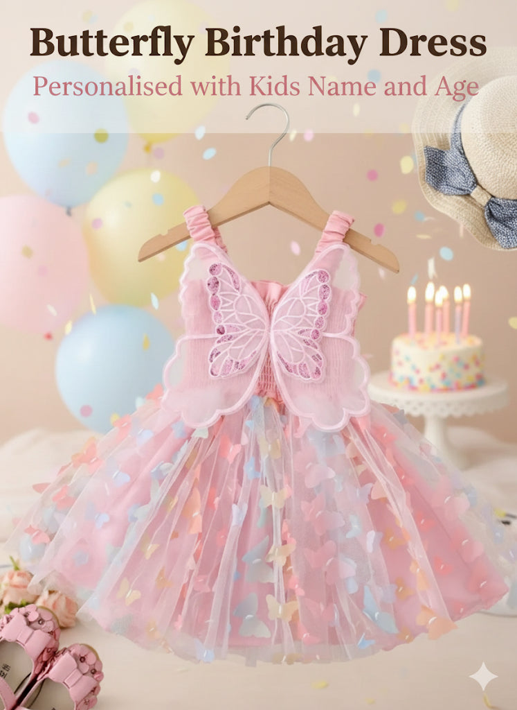 Custom Girls Birthday Dress UK | First Birthday Cake Smash Outfit | Personalised Embroidered Name