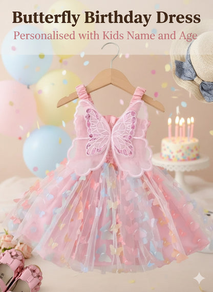 Custom Girls Birthday Dress UK | First Birthday Cake Smash Outfit | Personalised Embroidered Name