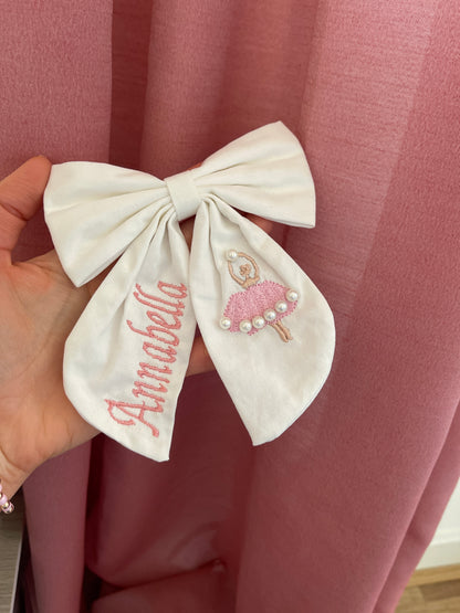 Personalised Girls Tutu Dress, Custom Embroidered Birthday Party Outfit, Toddler Ballet Dress and Hair Bow Set, Flower Girl Gift