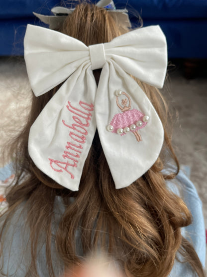 Personalised Girls Tutu Dress, Custom Embroidered Birthday Party Outfit, Toddler Ballet Dress and Hair Bow Set, Flower Girl Gift
