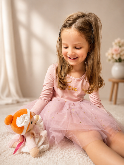 Personalised Girls Tutu Dress, Custom Embroidered Birthday Party Outfit, Toddler Ballet Dress and Hair Bow Set, Flower Girl Gift