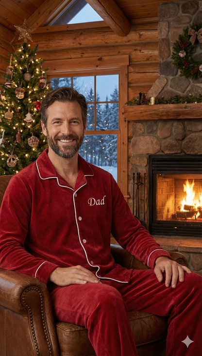 Personalised Red Family Matching Christmas Outfits – Embroidered Name Set | The Bunny Hat