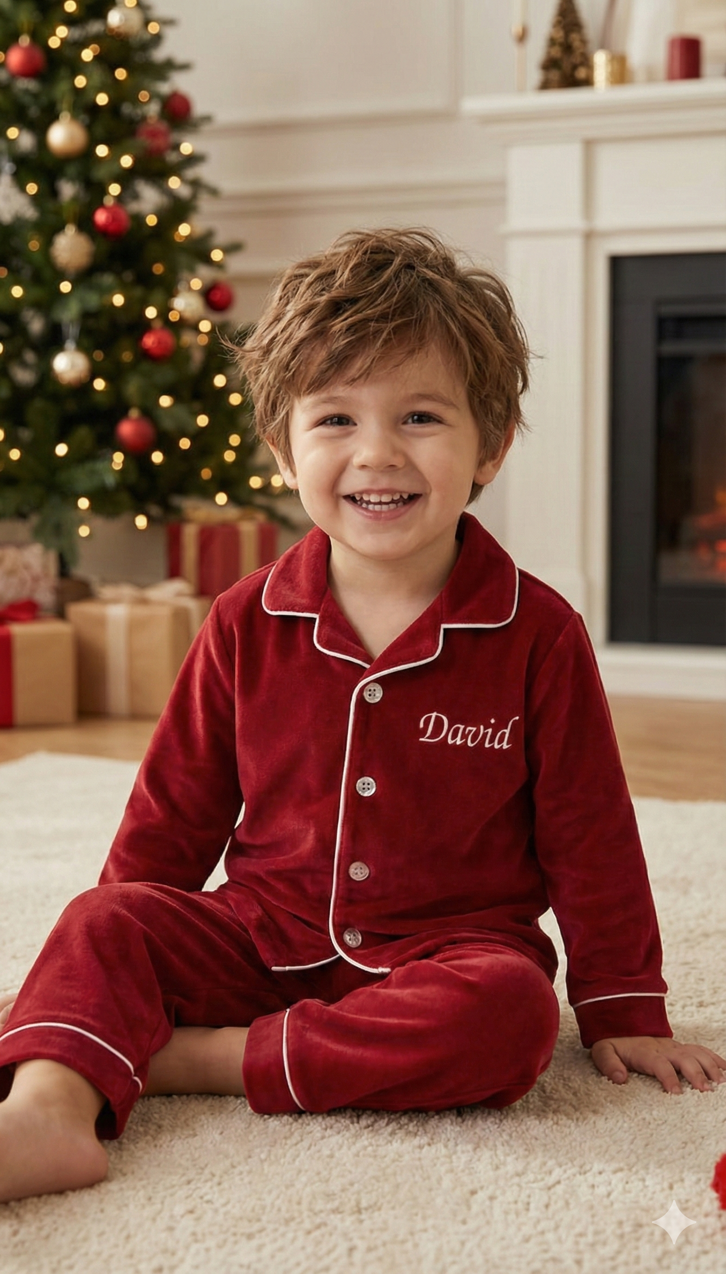 Personalised Red Family Matching Christmas Outfits – Embroidered Name Set | The Bunny Hat