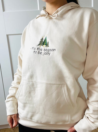 Embroidered Christmas Hoodie - tis the season to be jolly- Custom Xmas Sweatshirt- Holidays cosy hoodie