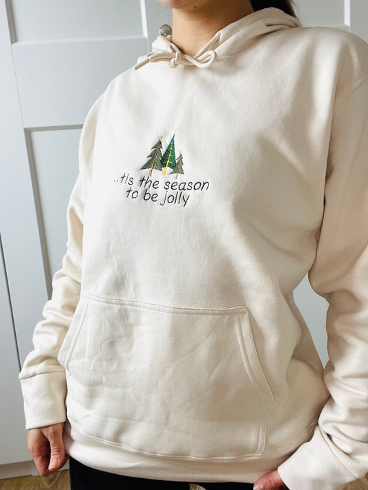 Embroidered Christmas Hoodie - tis the season to be jolly- Custom Xmas Sweatshirt- Holidays cosy hoodie