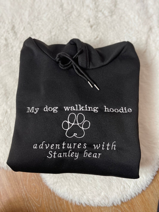 Embroidered Walking Dog Hoodie - Personalized Pet Lover Sweatshirt