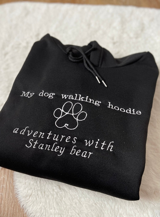 Embroidered Walking Dog Hoodie - Personalized Pet Lover Sweatshirt