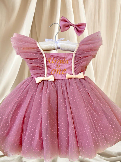 Girls Cake Smash Outfit, 1st Birthday Dress Personalized with Name, Baby Birthday Dress for Photoshoot