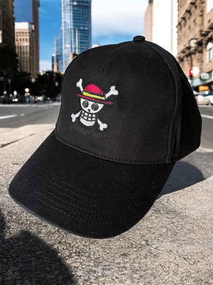 One Piece Jolly Roger Embroidered Hat – Customisable Summer Cap for Anime Lovers