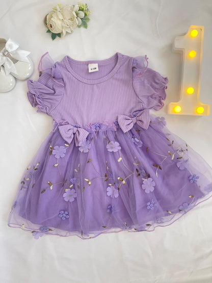 Custom Name 1st Birthday Dress for Baby Girl – Floral Embroidered Outfit for First Birthday Party & Cake Smash – Personalized Baby Girl Gift